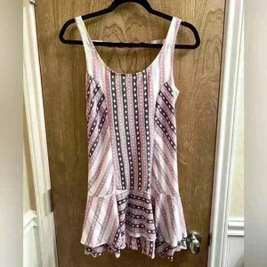 Free People White, Purple & Gray Spaghetti Strap Mini Dress/Top Size XS ￼
